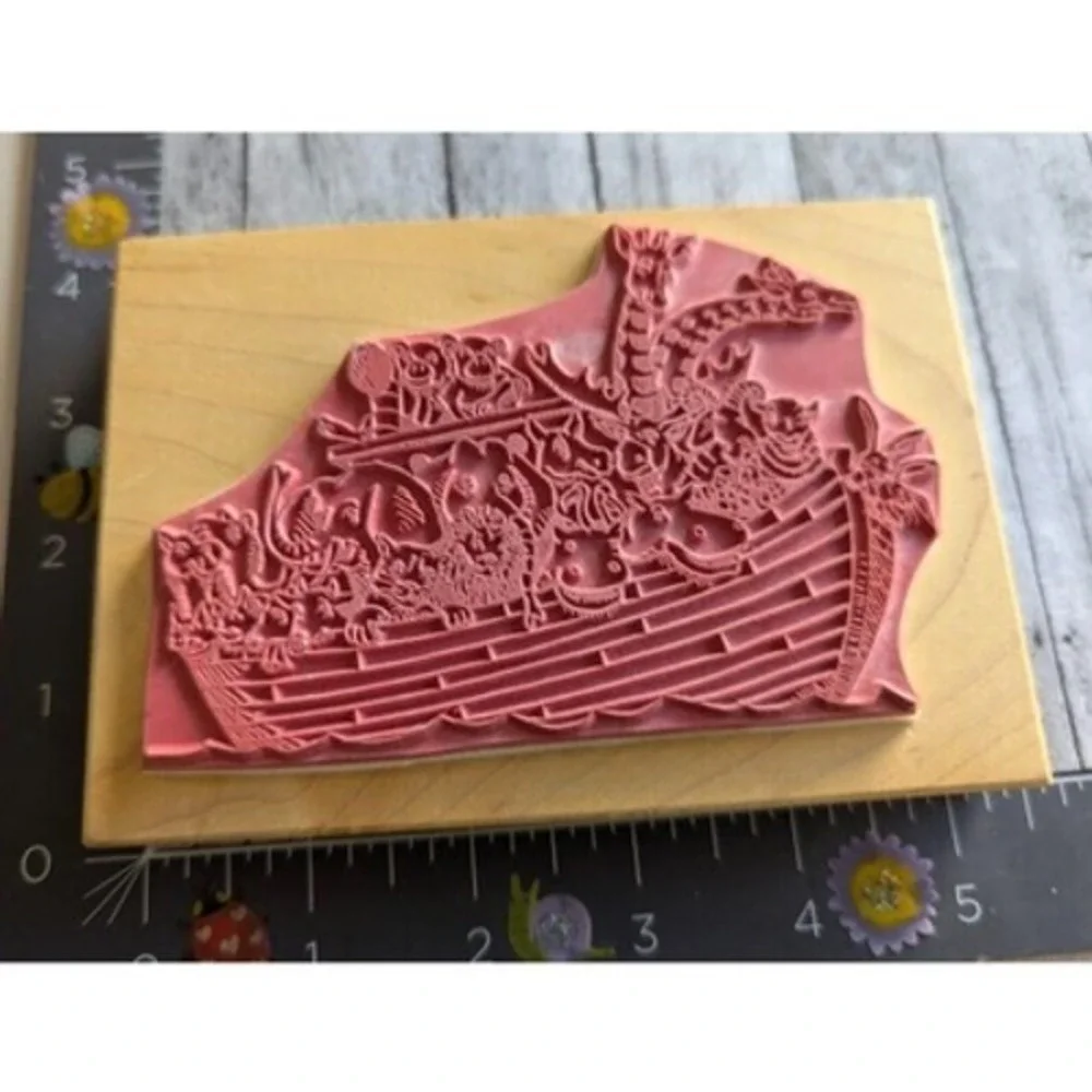 Comotion Noah's Ark Animals 2402 Religious Rubber Stamp Wood #B8